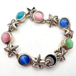 Vintage‎ 90s Nautical Starfish Link Bracelet Women's Classic Fashion Jewelry